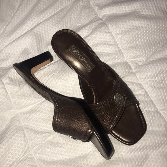 Brighton Brown Leather Slides - Picture 10 of 13